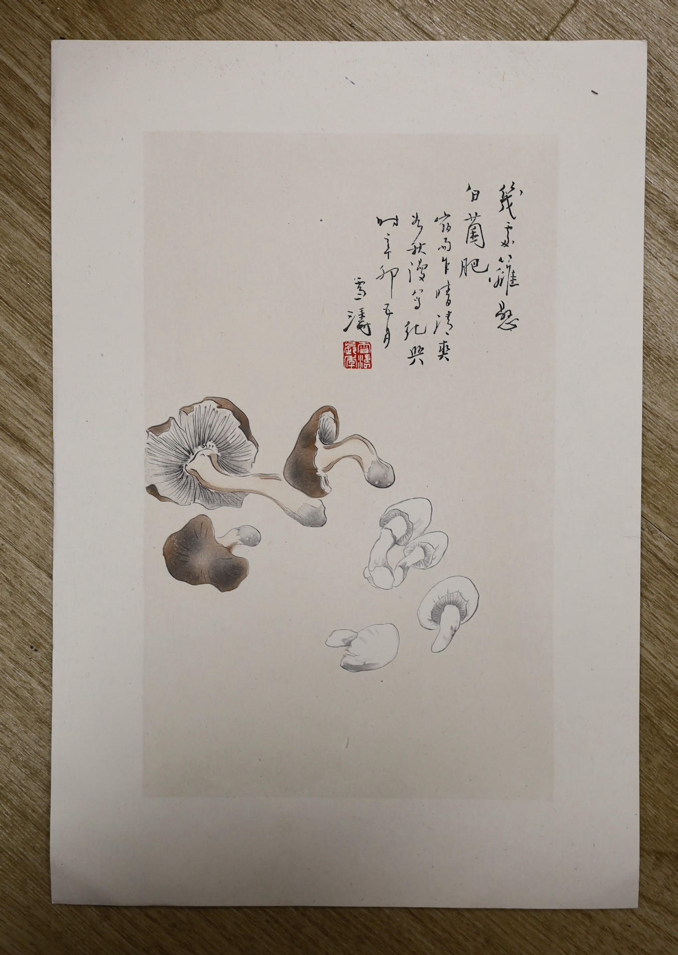 An album of Chinese prints, dated 1954 including Qi Baishi